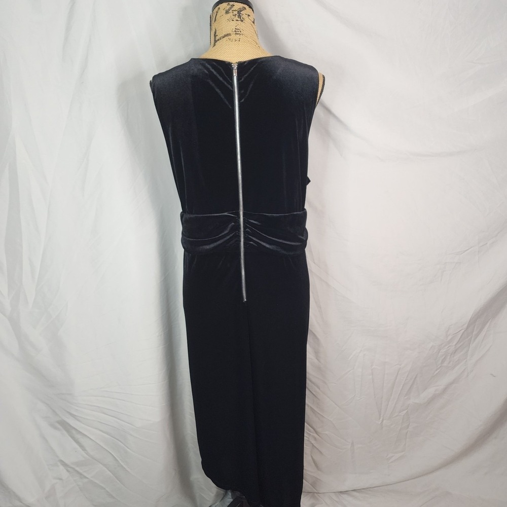 ELOQUII Size 22 Elegant Draped Black Velvet Exposed Zipper Cocktail Dress EUC - Picture 6 of 11